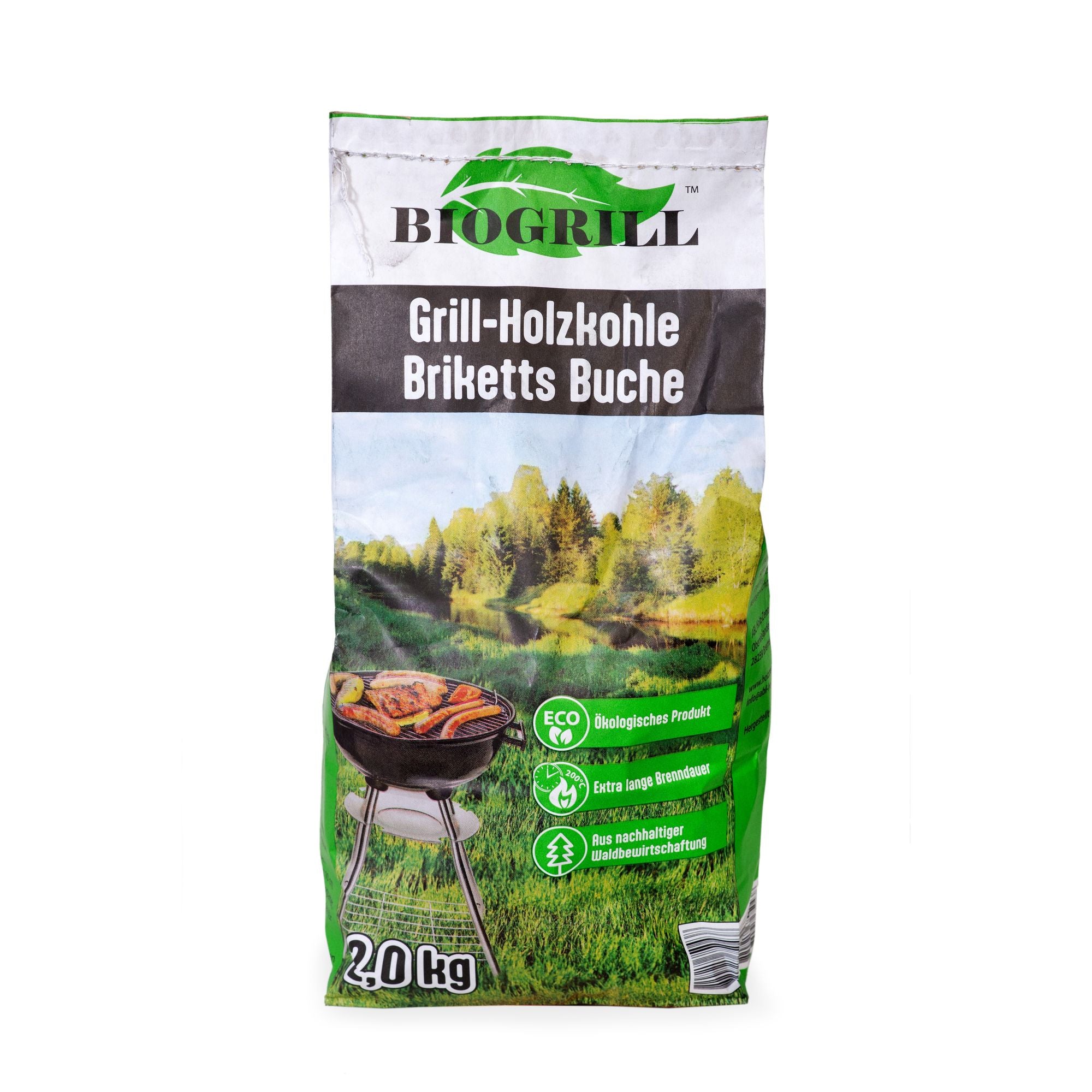 BIOGRILL® Grill-Holzkohle Briketts Buche 2 Kg