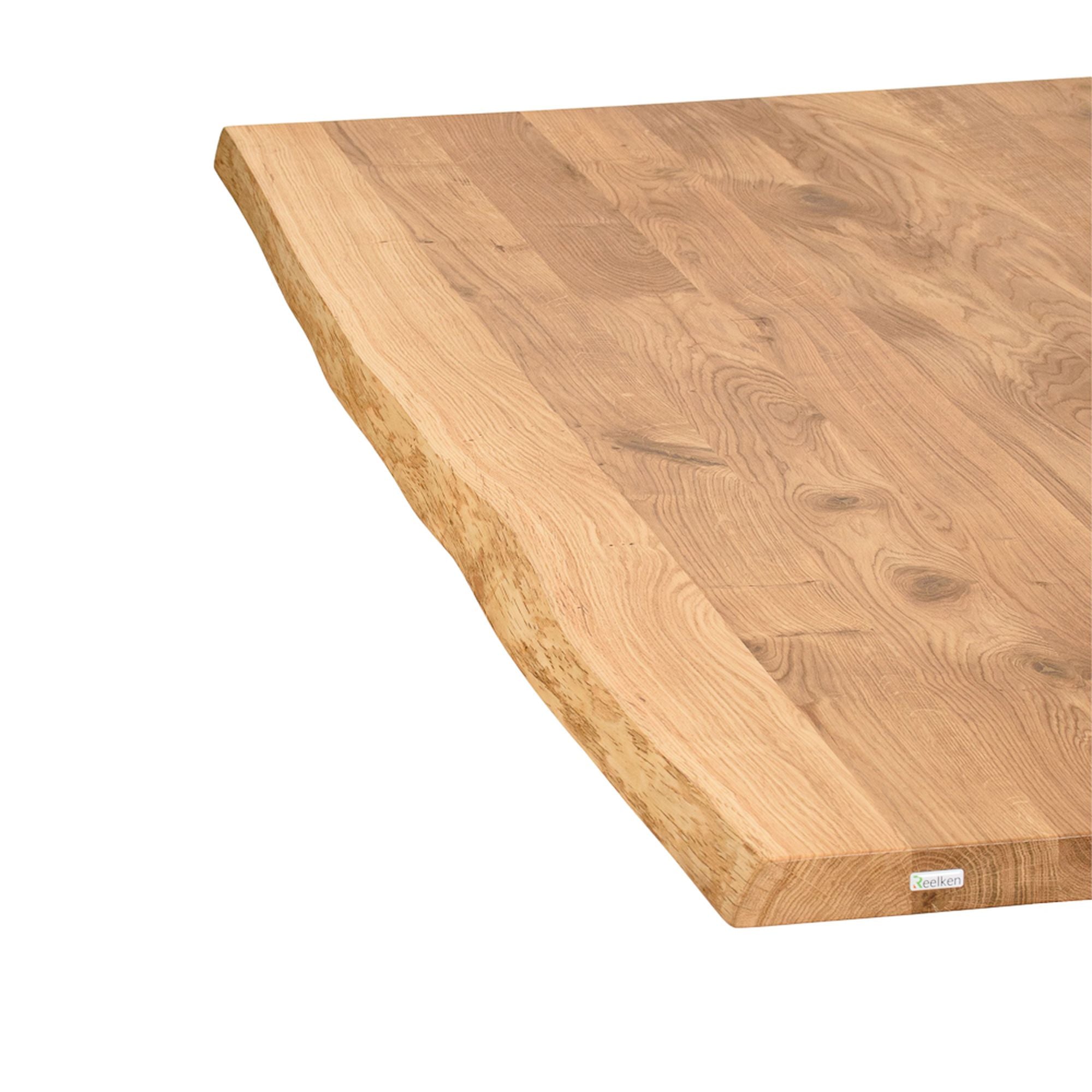 Table top made of solid oak 4 cm with tree edge various sizes and table legs 2 variants