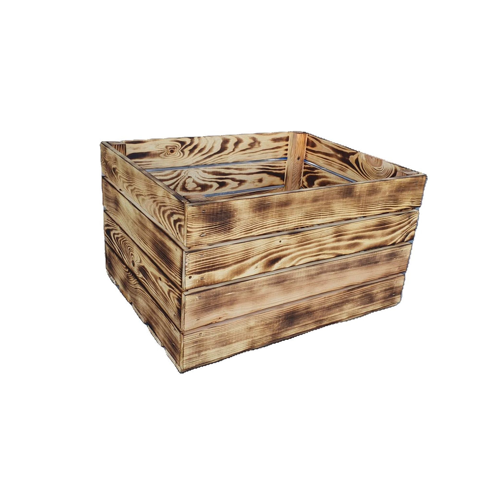 Vintage wooden boxes, pinewood, flamed, decoration & furniture box, wine & fruit box