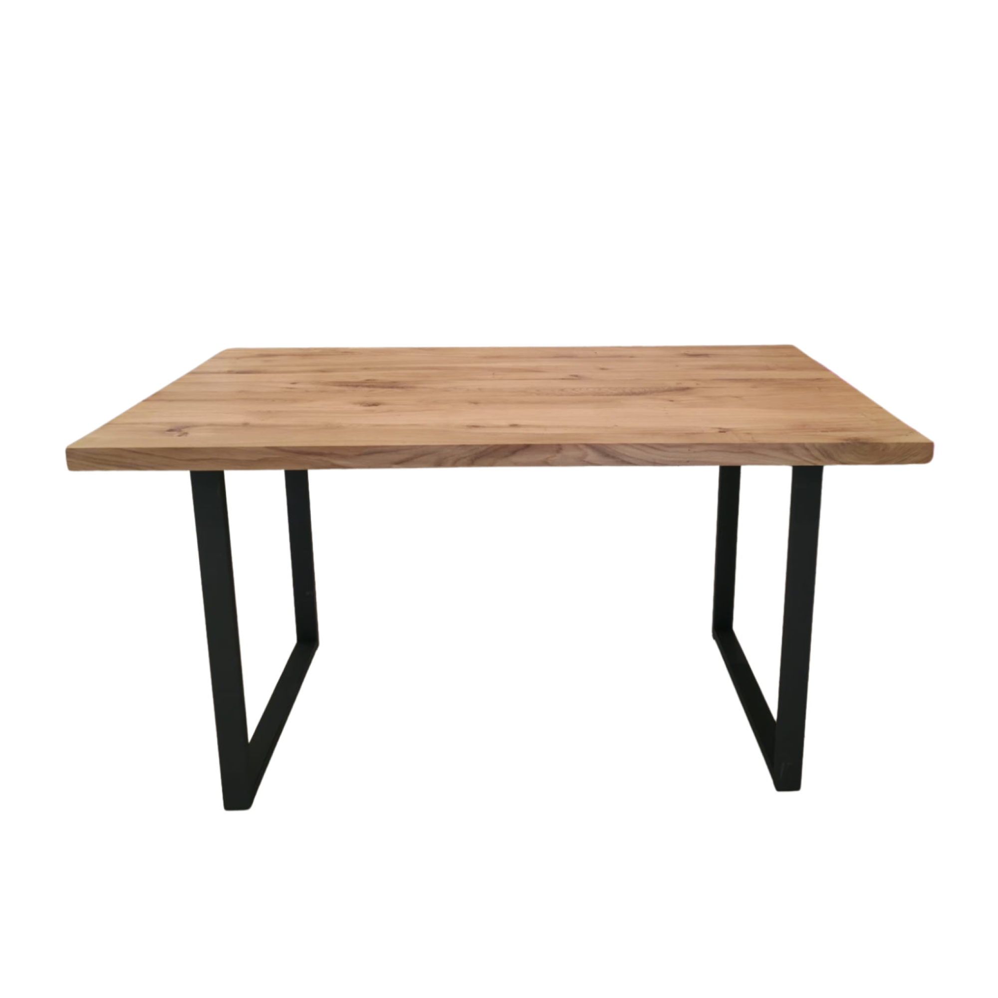 Massivholztisch Eiche  – Esszimmertisch mit 4 cm, in 140-240 cm Länge Tischplatte, mit Baumkante und gerade Kante & U-Gestell aus Metall – moderner Esstisch, Kratzfest & natürlich geölt , handgefertigt