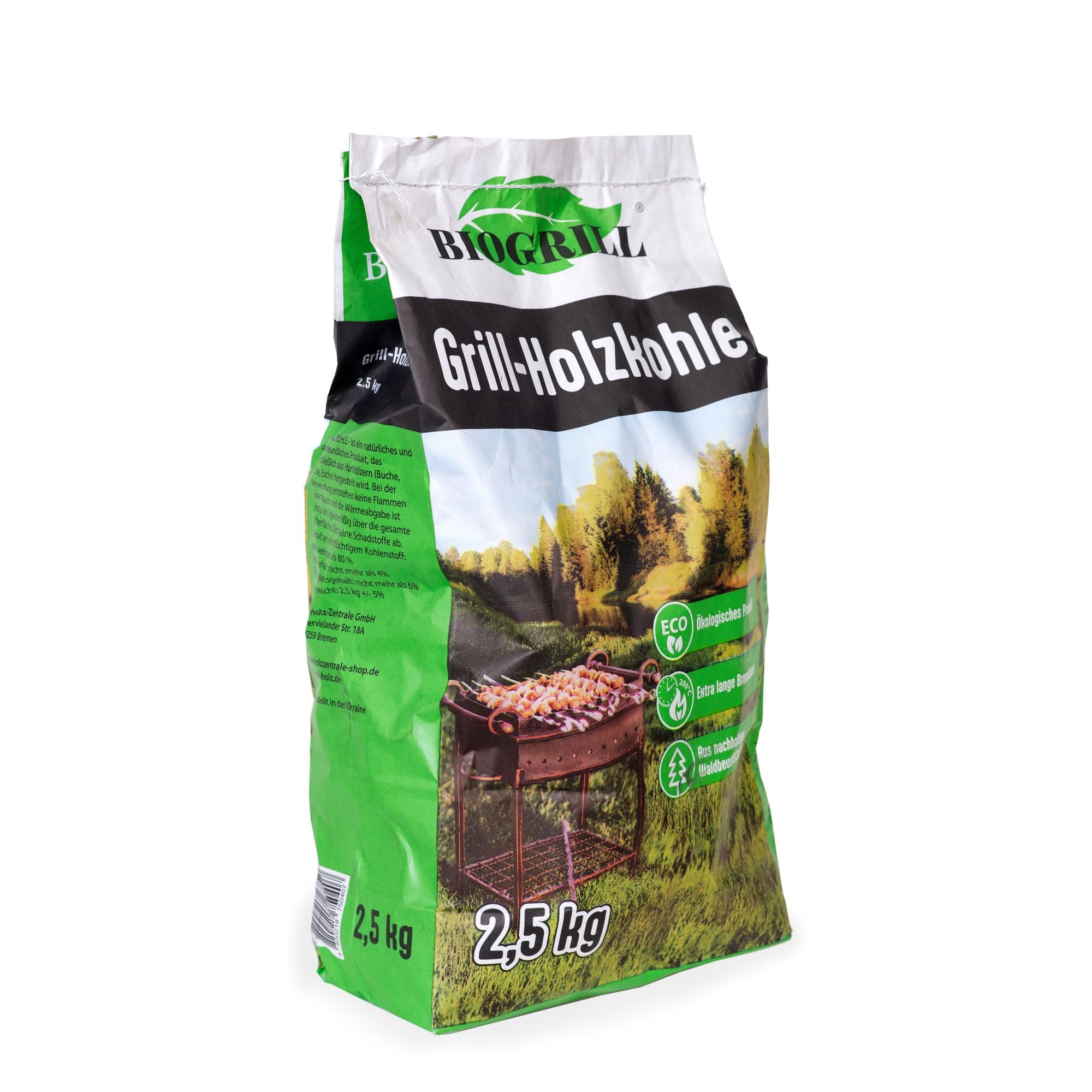 BIOGRILL® Grill-Holzkohle 2,5 kg aus Buche, Eiche, Esche