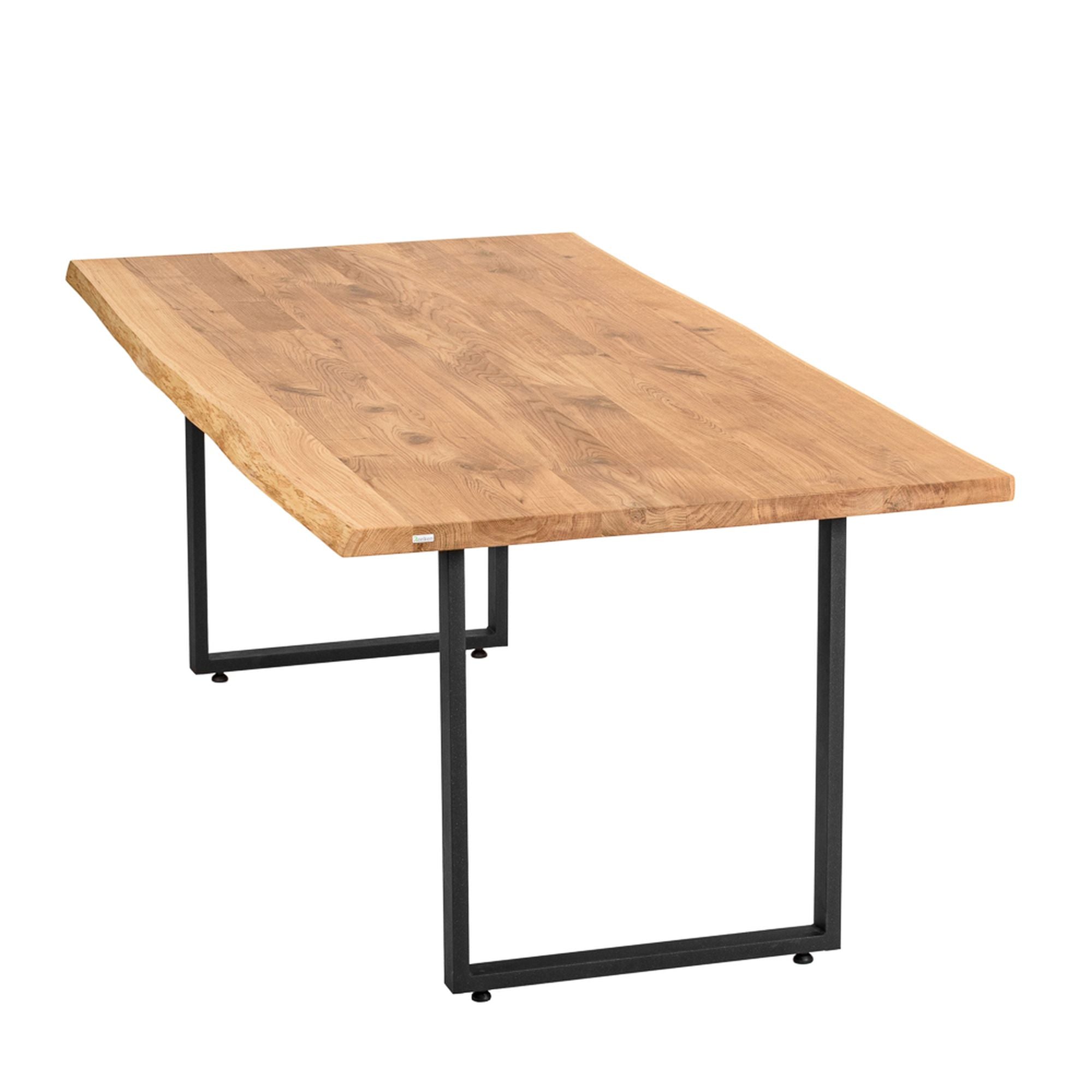 Table top made of solid oak 4 cm with tree edge various sizes and table legs 2 variants