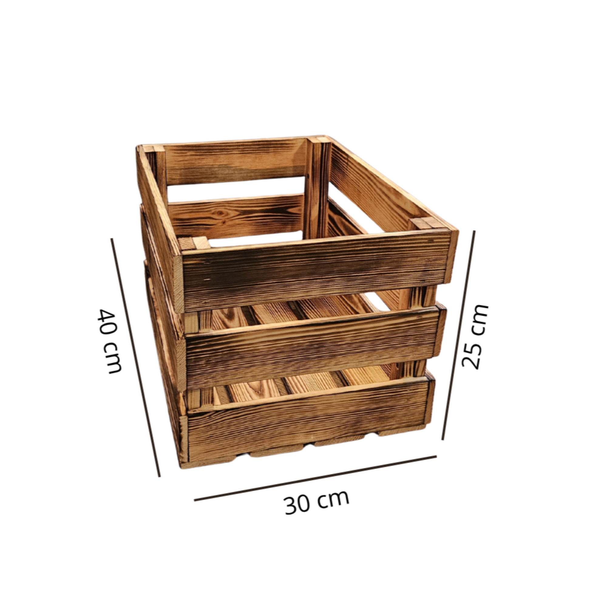 Vintage Holzkisten Geflammt – 40x30x25 cm – Weinkisten & Obstkisten im Used-Look – Dekokisten & Regale – Holzboxen als Möbel & Aufbewahrung – Rustikale Deko