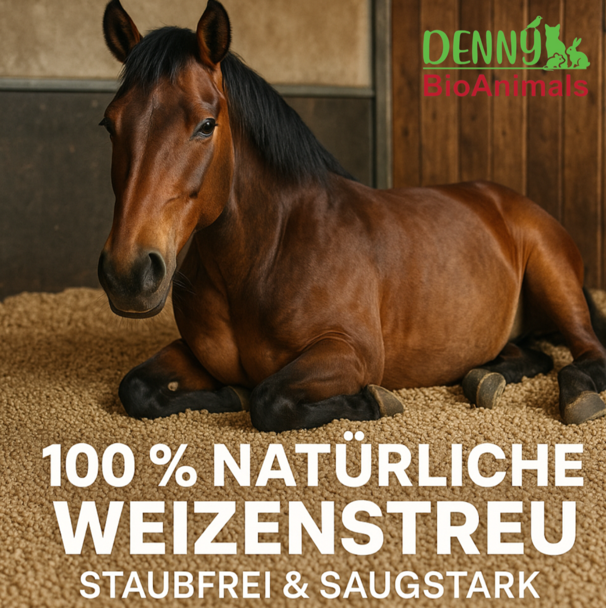 Wheat bedding pellets 8 mm in a 15 kg bag – 100% natural product made from wheat straw – low dust, highly absorbent & compostable – bedding for horses, small animals & stables