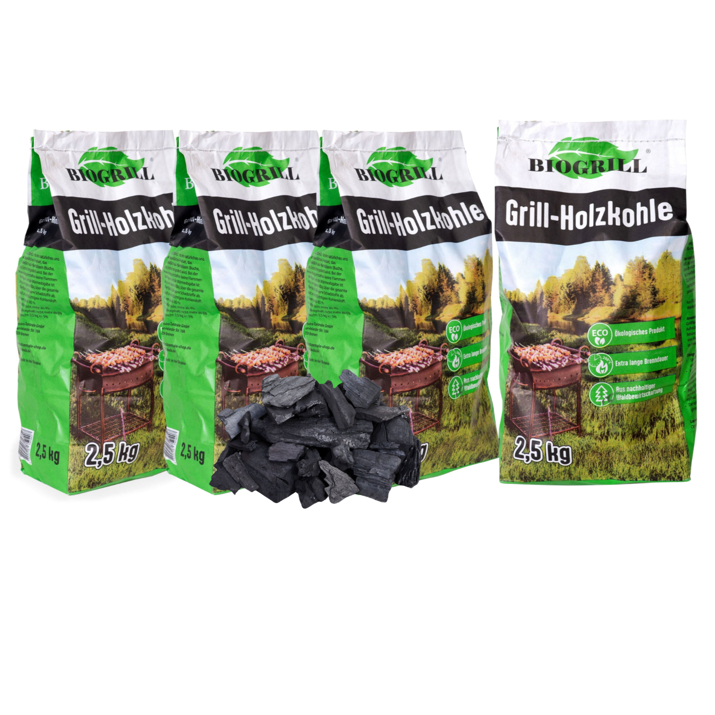 BIOGRILL® Grill-Holzkohle 2,5 kg aus Buche, Eiche, Esche