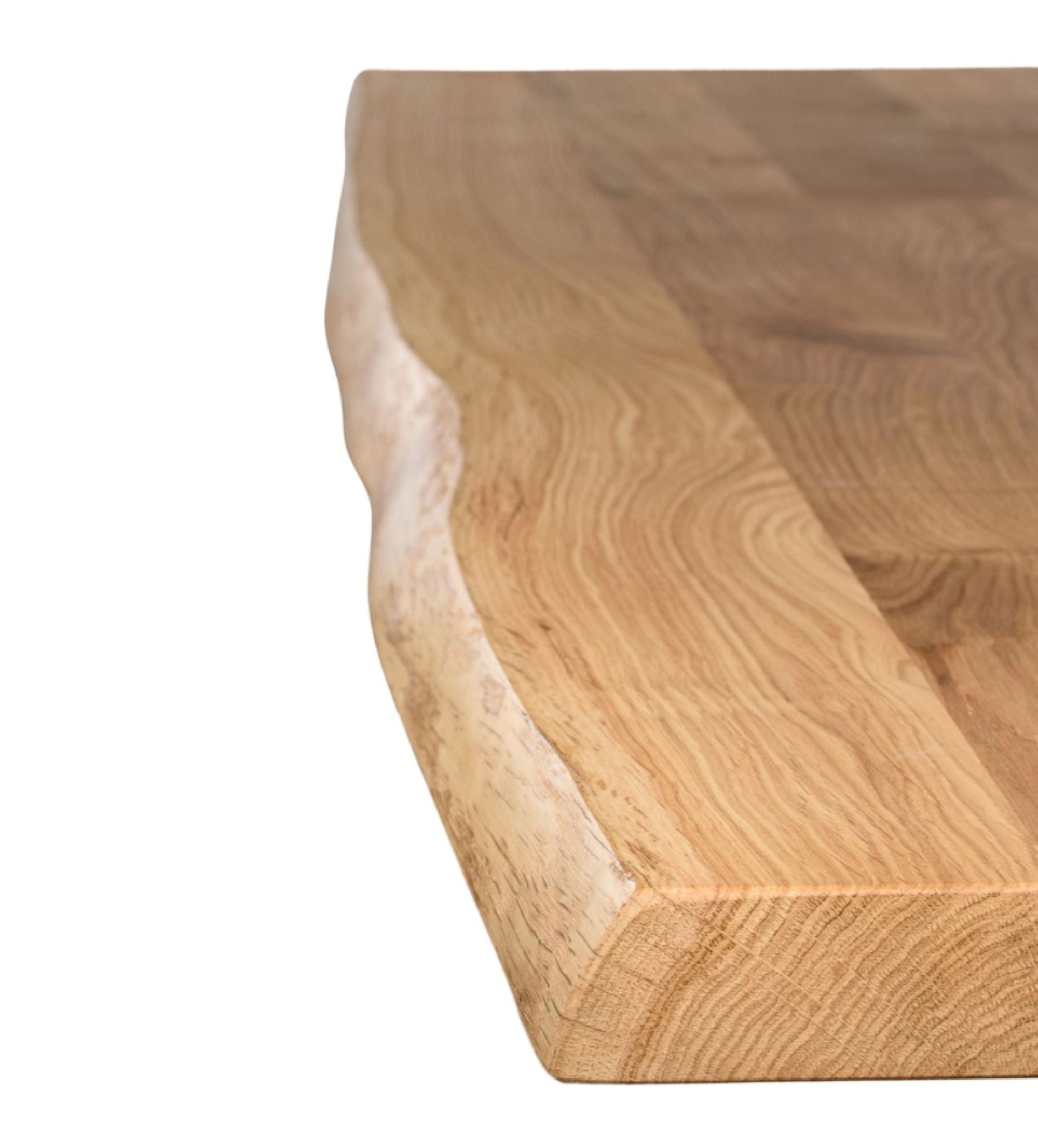 Massivholztisch Eiche  – Esszimmertisch mit 4 cm, in 140-240 cm Länge Tischplatte, mit Baumkante und gerade Kante & U-Gestell aus Metall – moderner Esstisch, Kratzfest & natürlich geölt , handgefertigt