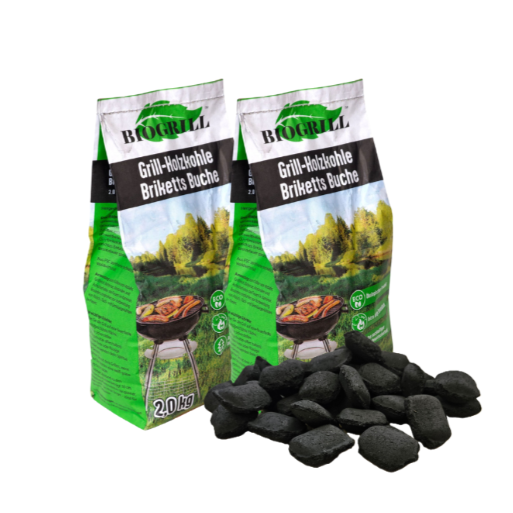 grillkohle aufbewahren BIOGRILL® Grill-Holzkohle Briketts Buche 2 Kg