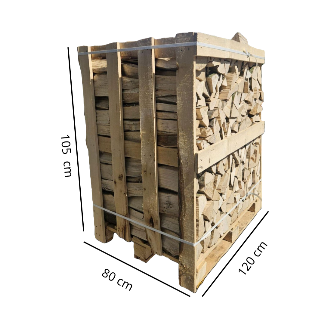 Beech firewood 25 cm – 1 cubic meter in a box, kiln-dried (80x120x205 cm)