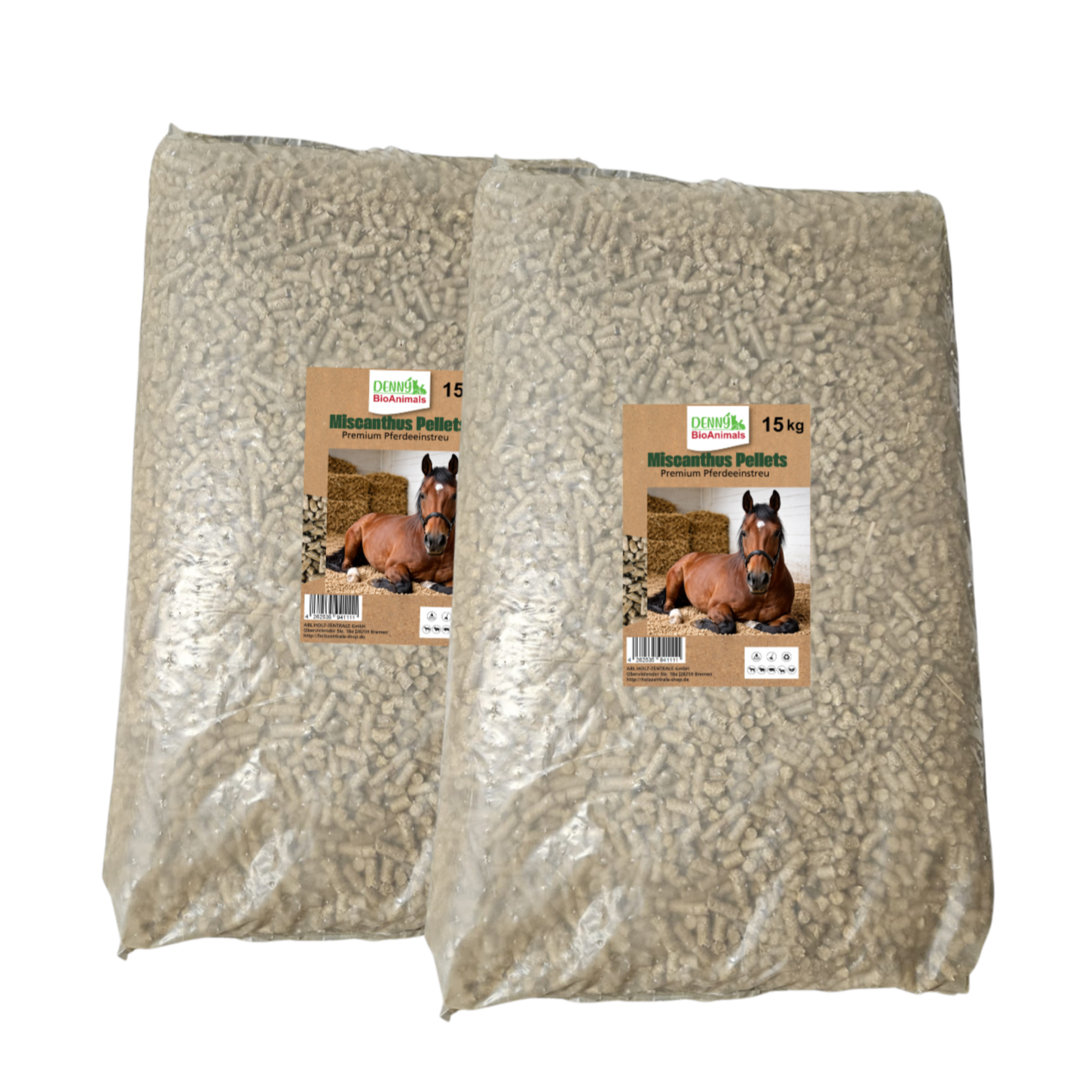 Miscanthus Pellets Einstreu 8 mm – 30 kg (15+15 kg Sack) | 100% Naturprodukt | Staubarme Pferde- & Tierstreu | Hohe Saugkraft & Geruchsbindung | Umweltfreundliche Alternative zu Sägespänen