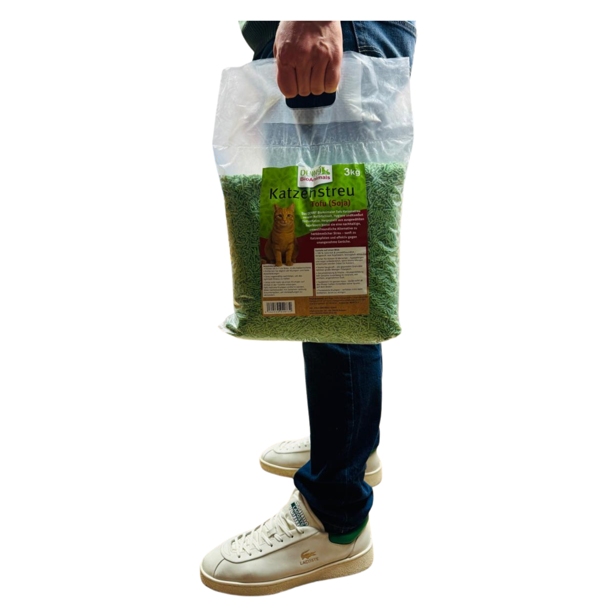 Denny BioAnimals®Tofu (Soja) Katzenstreu 15 kg (5 Säcke je 3 kg), 40 L – natürlich & biologisch abbaubar – saugstark, klumpend, staubfrei & geruchsneutral – nachhaltige Katzenstreu aus Pflanzenfasern.