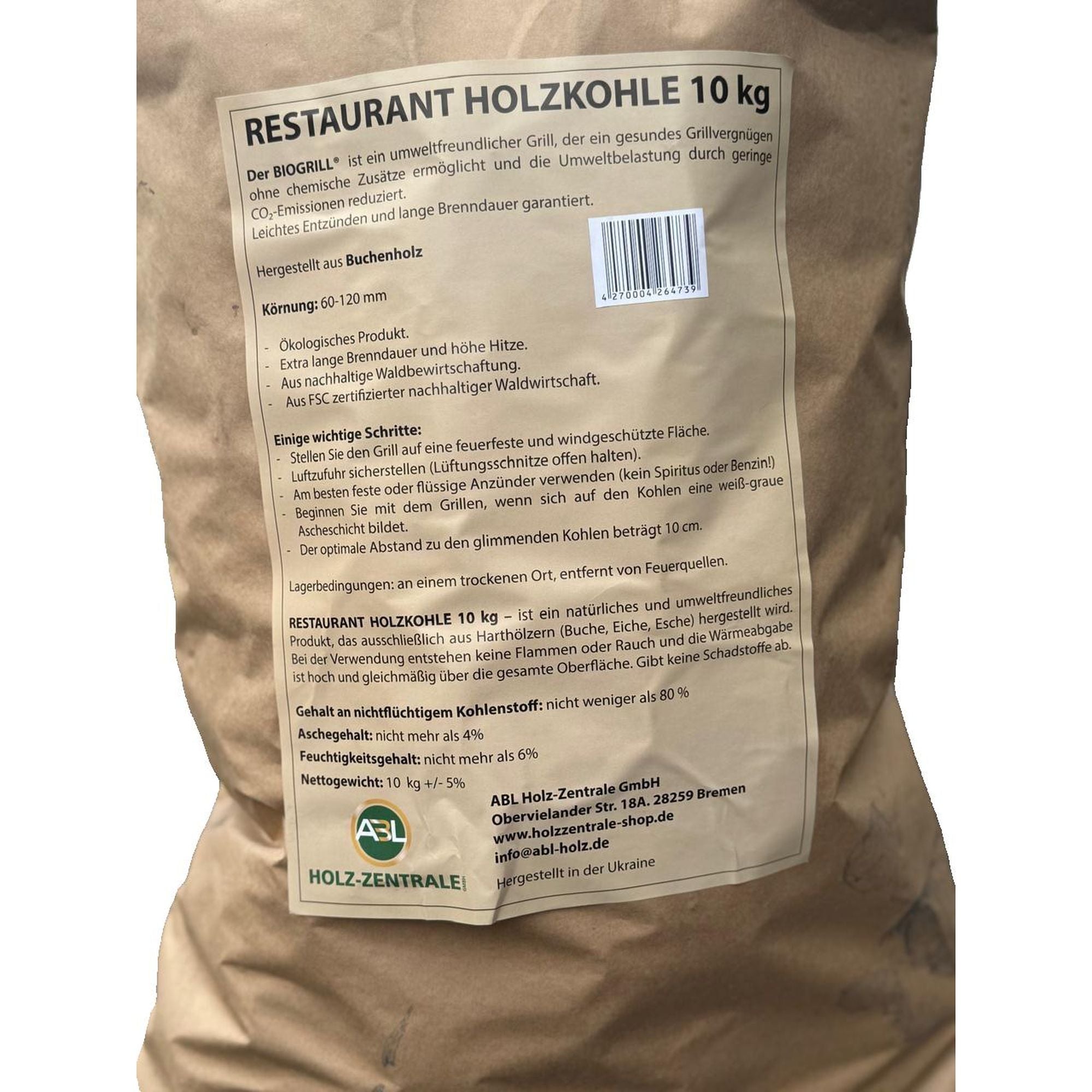 BIOGRILL® Restaurant Grill-Holzkohle 10 kg, 60-120 mm