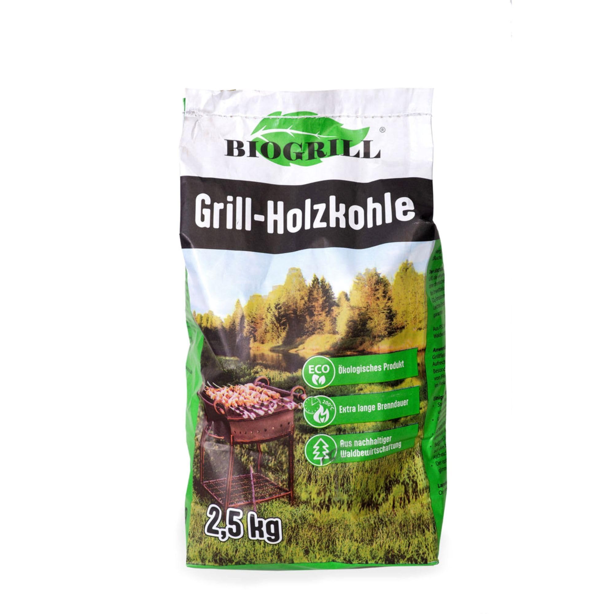 Set Grillkohle – 2,5 kg Holzgrillkohle + 2 kg Buchen-Holzkohlebriketts – Premium Naturkohle für Grill & BBQ – Lange Glut, schnelles Anzünden, hohe Hitze – Ideal für Holzkohlegrill & Smoker
