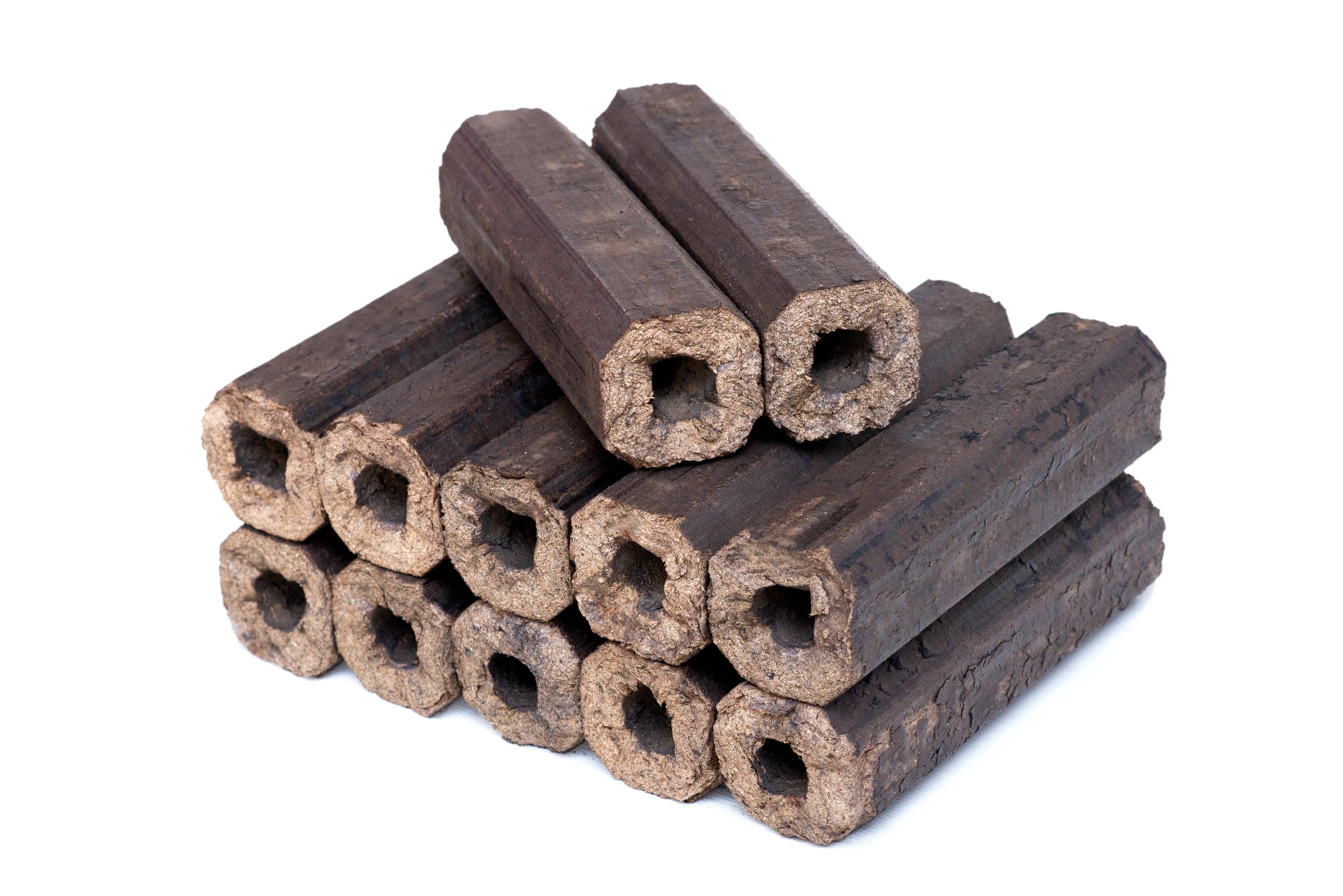Holzbriketts PiniKay aus Eiche, 8 eck. Form