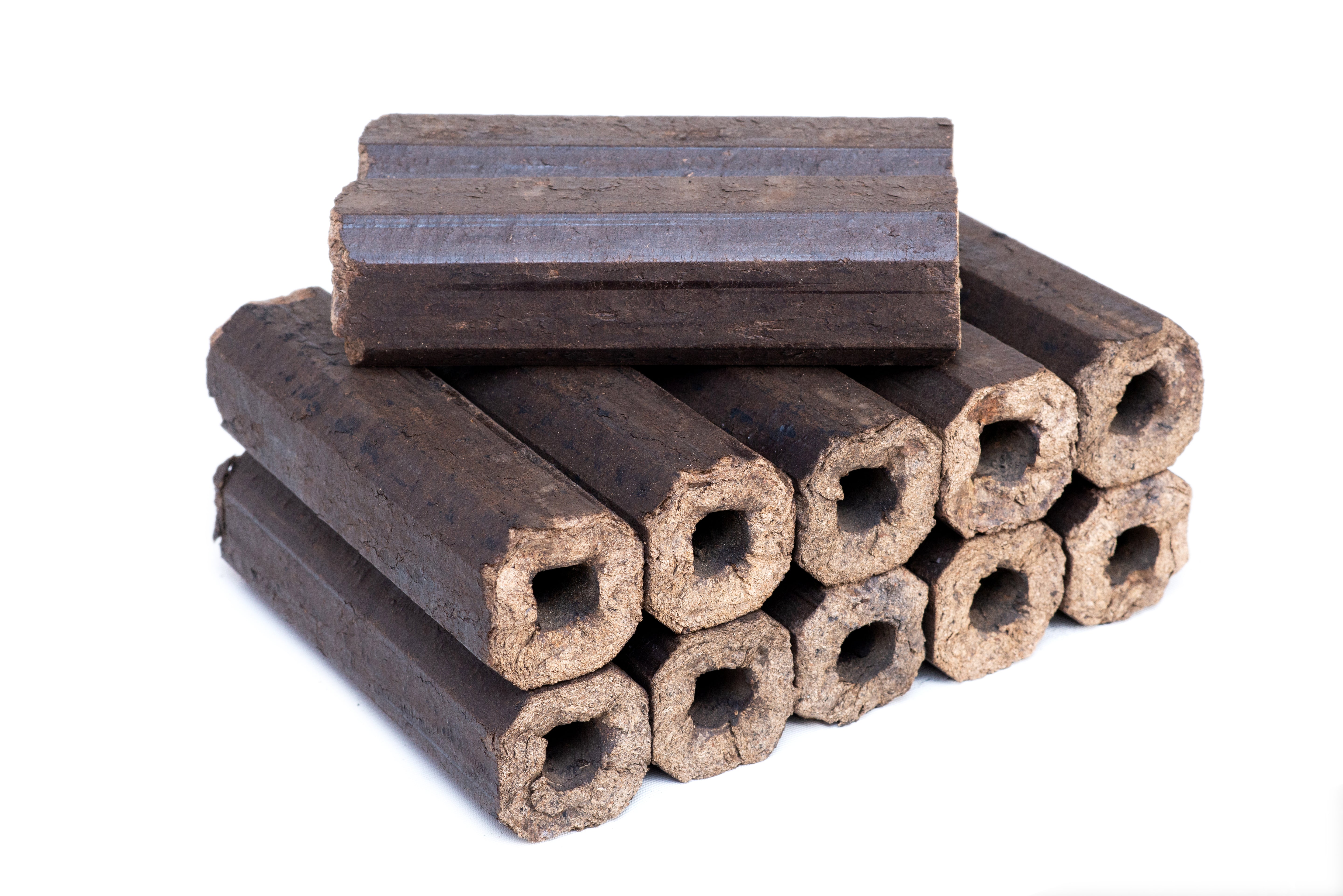 Holzbriketts PiniKay aus Eiche, 8 eck. Form