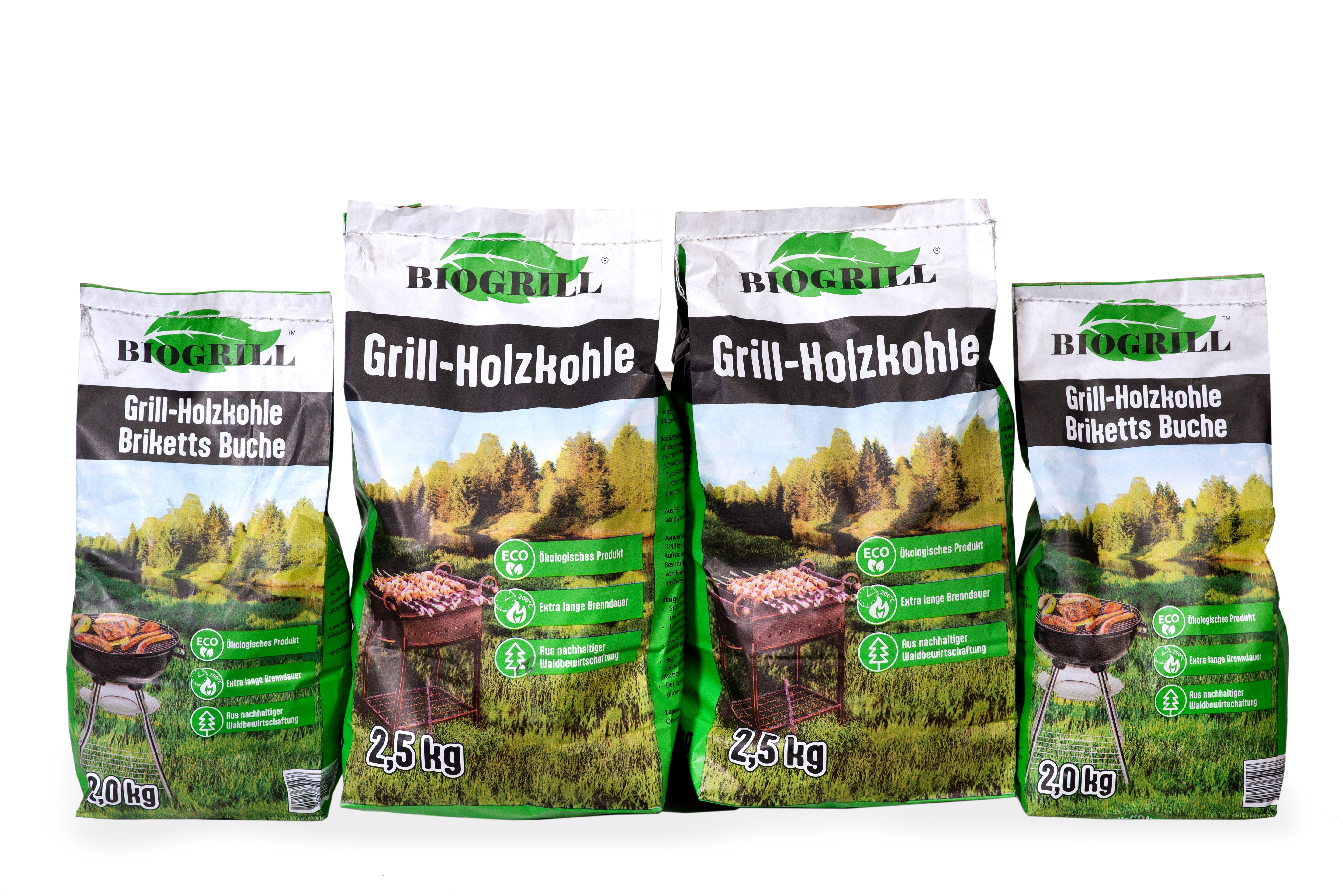 BIOGRILL® Grill-Holzkohle Briketts Buche