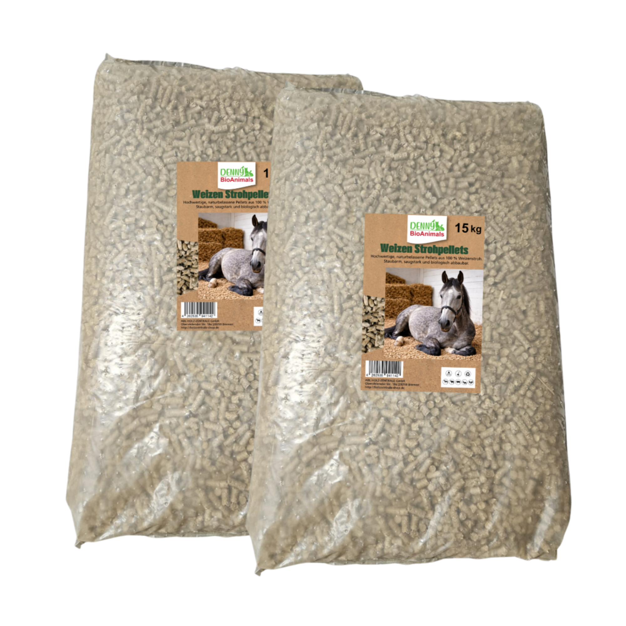 Weizenstreupellets 8 mm 30 kg (15+15 kg Sack) – 100 % Naturprodukt aus Weizenstroh – staubarm, saugstark & kompostierbar – Einstreu für Pferde, Kleintiere & Stall